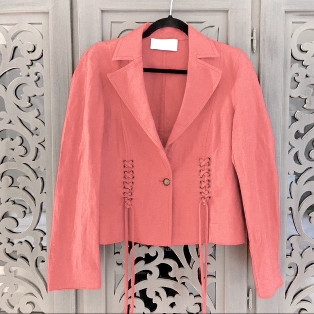 Valentino coral orange linen jacket